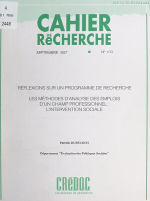 cover image of Réflexions sur un programme de recherche